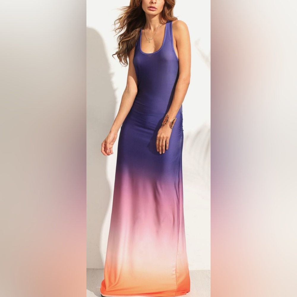 Purple and Pink Ombre Maxi Dress